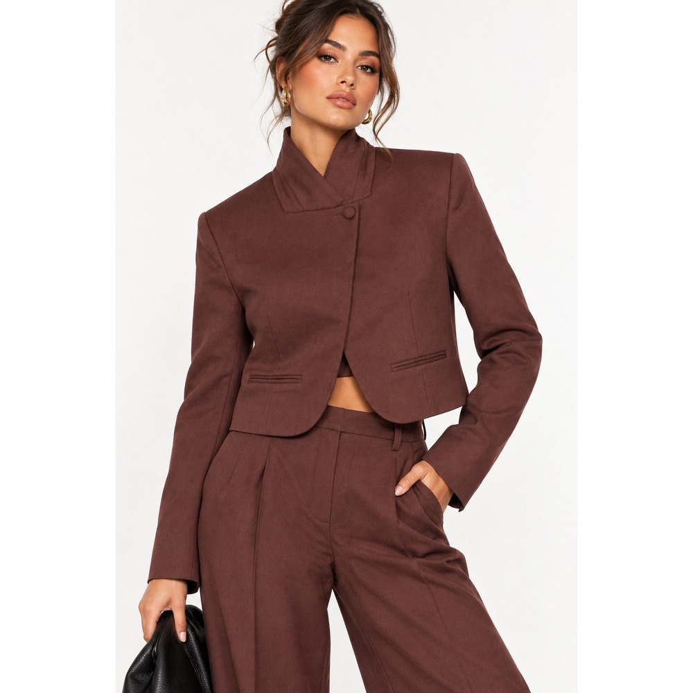 H&M Edition Women Brown Viscose Blend Twill Blazer Jacket Small NWT